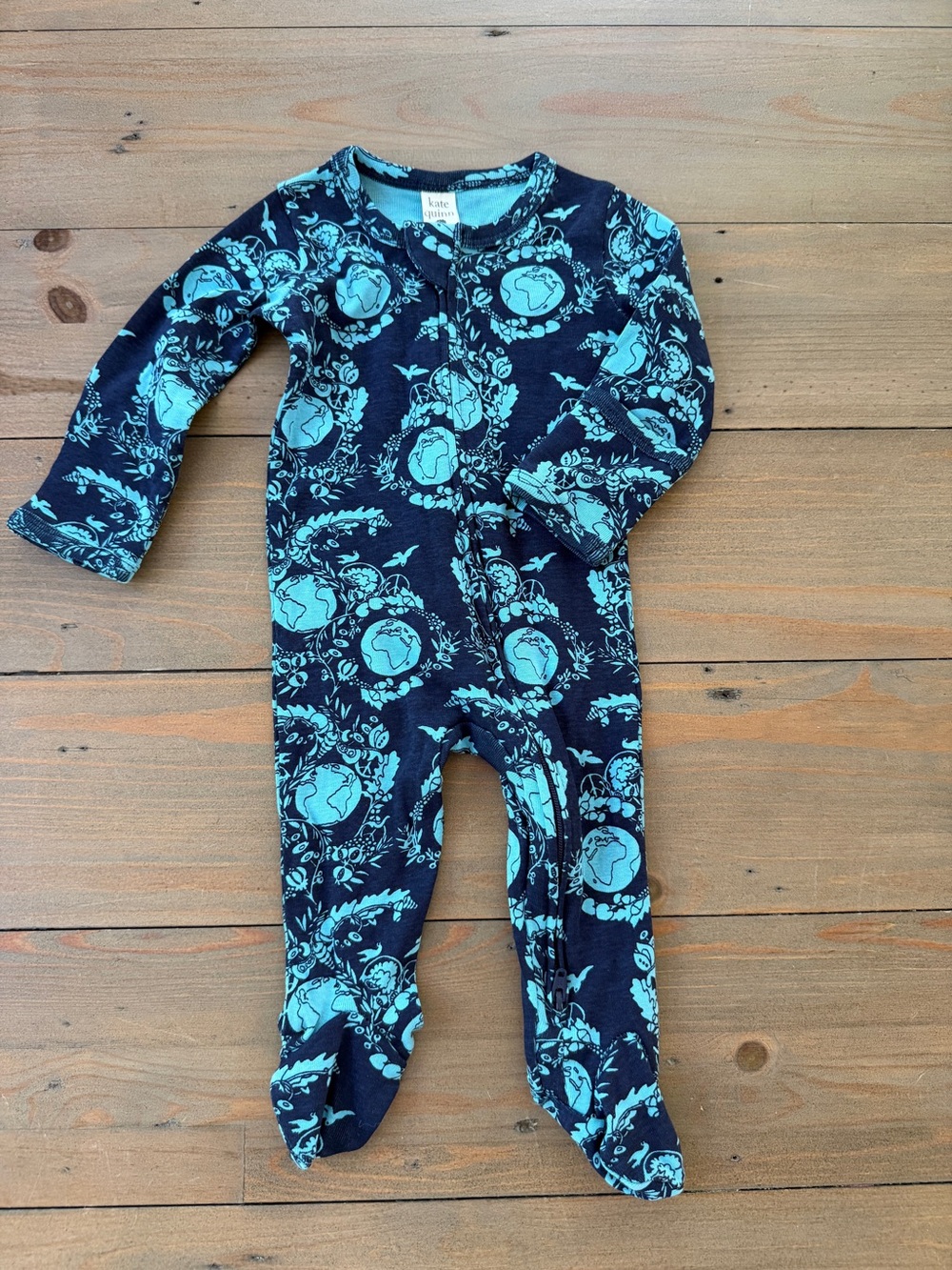 Like New Kate Quinn 100% Organic Cotton World Zip Footie - 0-3 Months